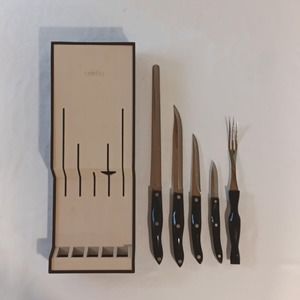 CUTCO 5 PC Knife Fork Set w/ Space Saver Storage Tray Wall Mount
